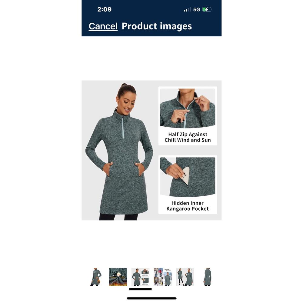 WOWENY Women's Fleece Dress Thermal Sweatshirt Tunic Long Quarter Zip Pull S